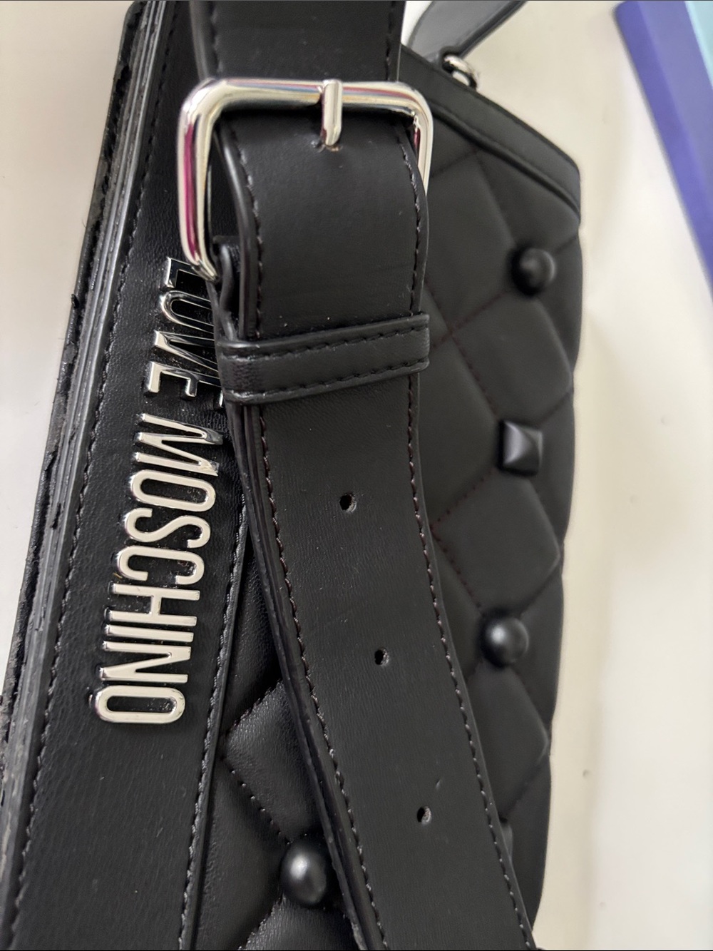 Love Moschino Black Quilted Studded Crossbody Bag - Picture 3 of 12